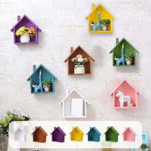 Graziosa mensola da parete in legno – 9x7x3 pollici, espositore in legno massello rosa, scaffale decorativo per la casa, l'asilo o la sala da