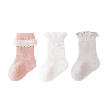 Baby cotton socks with lace trim pink 0-6 months