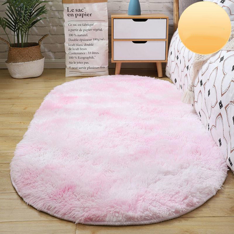 Shag Rug Oval Washable Carpet Bathroom Bedroom Lovely Girl Bedroom Area Rug Mat Living Room Plush Full Blanket, Large(60X180cm)
