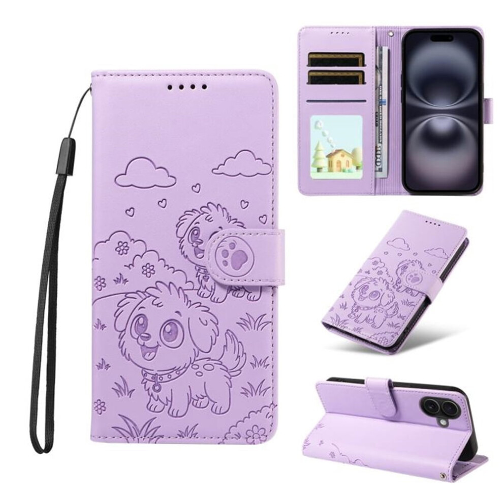 Leather Flip Case For Iphone 16 Â Rfid Wallet, Magnetic Clasp, Lanyard & Stand Â Compatible With Iphone 16 Purple 9405492240841