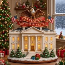 250th Anniversary Ornament 2026 New Patriotic Christmas Tree Decor, White House Ornament, Collectible Keepsake for Veterans & History Lovers
