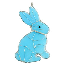 Osterdekoration im Angebot: Handgefertigte Osterdekoration aus farbigem Kunststoff, Eier-/Hasen-/Karottenmotiv zum Aufhängen (2D-Flachacrylmaterial)