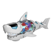 Shark Toys for Boys 3-5, Electronic Shark Car Light Up Monster Toy with Swinging Tail, Music and Lights,Crawling Walking Car Toy Gift for Baby Kids