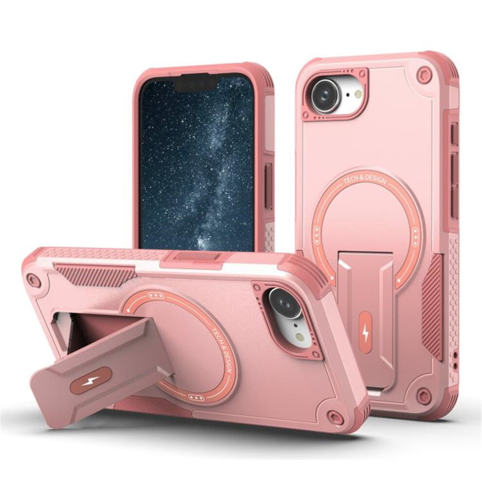 Iphone 16E 6.1" Case [Compatible With Magsafe] Â Military-Grade Shockproof Tpu With Built-In Stand, Pink 9165521620418
