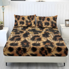 Leopardenmuster, weiche Polyester-Bettwäsche, 3-teiliges Set (1 Spannbettlaken + 2 Kissenbezüge), atmungsaktiv und kuschelig