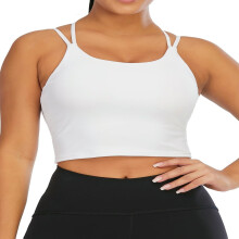 Sommar Crop Tops Vadderade Sport-BH för Dam Vadderade Sport-BH Långa Linnen Casual Linnen Linne Ärmlösa Crop Tops