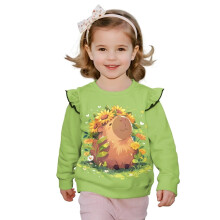 Girl Sweatshirt Pullover Hoodies Long Sleeve Crewneck Sunflower Capybara Pullover Tops Long Sleeve Sweatshirts for Girls Age 5-6 Casual Hoodies