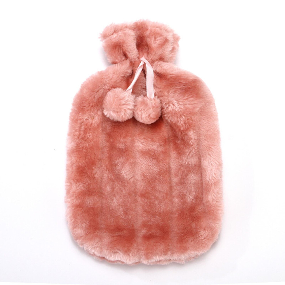 2L Hot Water Bottle With Faux Fleece Cloth Cover, Detachable Thermotherapy Bag For Warmth, Pain Relief, And Cold Protection In Winter
