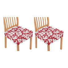 Eetkamerstoelhoes met hibiscusprint, afneembare, wasbare en elastische stoelhoezen (set van 2), bescherming voor keukenstoelen, rood
