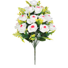 Bouquet de 18 roses artificielles en soie, mini roses pour bouquets de mariage et centres de table Ă faire soi-mĂŞme, Saint-Valentin (blanches)