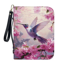 Copertina per Bibbia in similpelle PU con motivo colibrì e fiori di ciliegio, per uomo e donna, leggera, taglia 2XL, con cinturino da polso