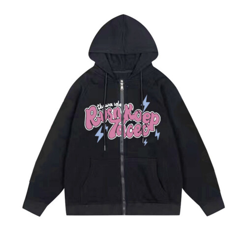 Unisex Casual Μονόχρωμο Φούτερ με Κουκούλα - Μοντέρνο Μπουφάν με Κουκούλα και Στάμπα με