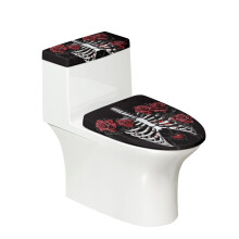 Toilet Seat Cover Set Heart and Rose Pattern 2 Piece 17x21