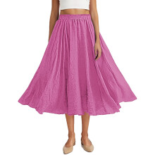 Saia Maxi Feminina de Linho 2026 Verão Boho Lisa Cintura Alta Elástica Plissada Corte A Saia Longa Maxi Fluida para Praia