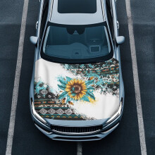 Butterfly Sunflower Cow Car Hood Cover Stretchable