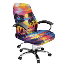 Waterbestendige bureaustoelhoes met Hawaïaanse palmbomenprint, universele pasvorm met elastische band, afneembaar voor draaibare stoelen – Maat S