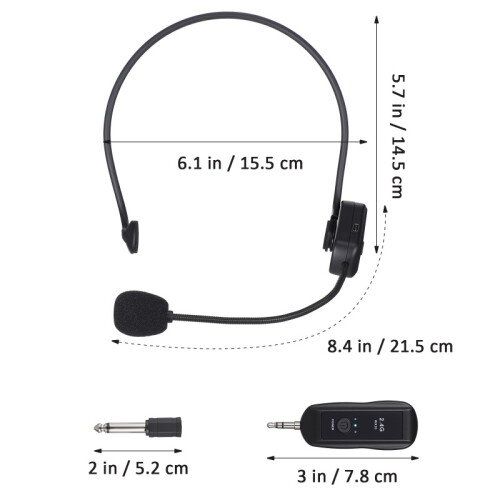 2pcs 2.4G Wireless Headset Microphone with Receiver for Classroom Teaching 1
