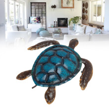 Sea Turtle Metal Wall Art Rust Resistant Decor for Patio & Aquarium Large Blue