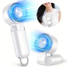 Portable Handheld Fan, 5200mAh, LED Display, 3-in-1 180 Foldable, 6 Speeds, Rechargeable Table/Handheld Fan with Lanyard