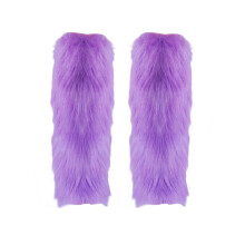 Faux Fur Leg Warmers for Women, 5 Sizes, Non-Stretch Cold Weather Calf Covers – Purple, compatible with long boots