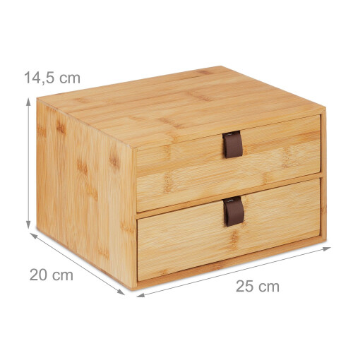 Schreibtisch-Organizer, Bambus, 2 Schubladen 2
