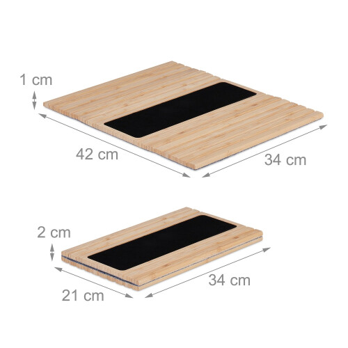 Bamboo Sofa Arm Tray with Non-Slip Pads 2