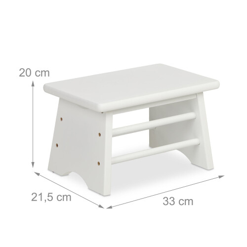 Bamboo Footstool - White, Durable, Multi-Purpose 2
