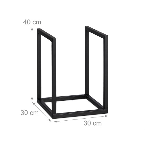 Black Metal Firewood Rack - Small Log Storage Holder 2