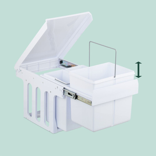 Pull-Out Waste Bin with Lid - White, Space-Saving 1