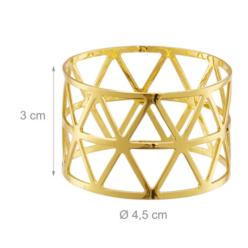 Serviettenringe 12er-Set - Metall, geometrisches Design 2