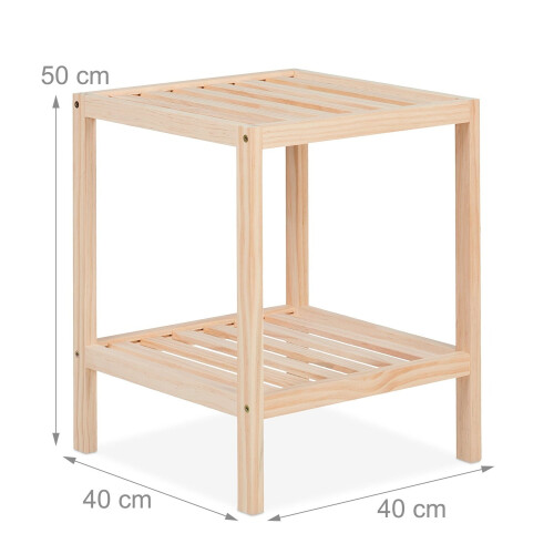 Couchtisch aus Kiefernholz mit zwei Ablagen 2