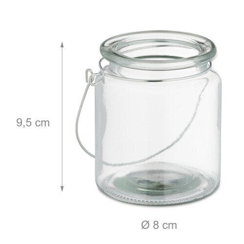 12er-Set Kerzenlaternen aus Glas mit Henkeln 2