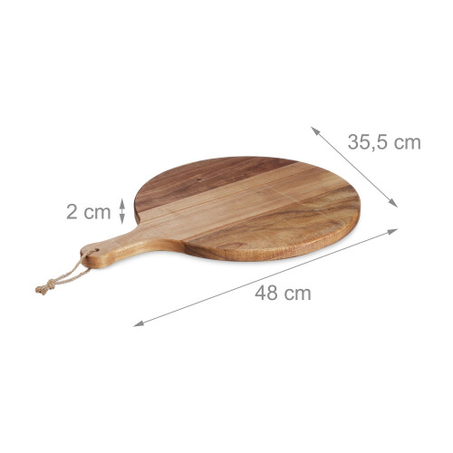 Acacia Wood Pizza Serving Board with Handle, Large 2
