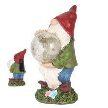 Statua Gnomi Solari Dipinta a Mano Colorata con Batteria da 600mAh per Giardino Cortile Patio