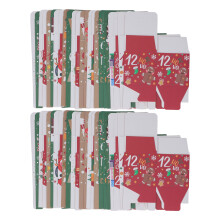 Caixas de calendário do Advento com estampa natalina clássica, conjunto de presente com contagem regressiva de 24 dias e montagem DIY para adultos