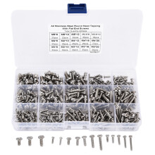 Screw Nut Assortment Kit with Storage Box Corrosion Resistant304Stainless Steel Self Tapping Fasteners Evenly Stressed Threads Allen Cross Pan Head