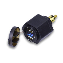 Motorcycle Dual USB Charger Adapter with LED Digital Voltage Display for BMW Triumph Ducati Waterproof Cover Super Durable Heat Dissipation