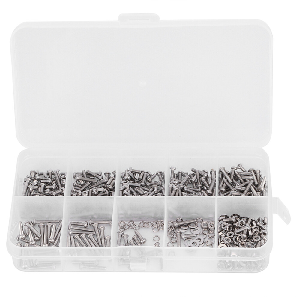 600pcs 304 Stainless Steel Hex Bolt Set