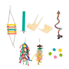 Cage Hanging Toy For Pet Birds, Promotes Physical Engagement Colorful And Textured Design Safe Durable Chew Toy Made From Natural Logs Cotton Rope