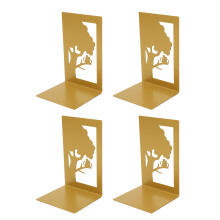 Unique Design Decorative Bookends Metal Book End Sturdy Base Nonskid Base Minimal Aesthetic Advanced Stamping Rubber Stoppers for Organized Shelves
