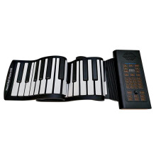 Folds Backpack Friendly Rechargeable Roll Up Piano With Eco Friendly Silicone Keys, Multi Function Keyboard Featuring Built In Demos And Educational