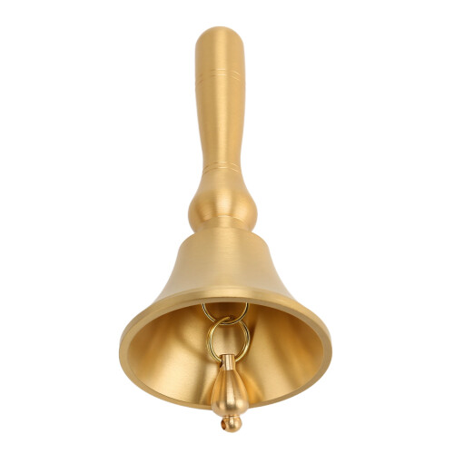 Handheld Bell Super Loud Solid Brass With Wooden Handle Rust Resistant Durable Ergonomic Design Portable And Compact Multi Use Bell For Schools