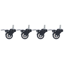 Polyurethane Swivel Casters Heavy Duty Threaded Stem Casters With Double Locking Brake High Load Capacity No Noise Floor Protection Smooth Movement