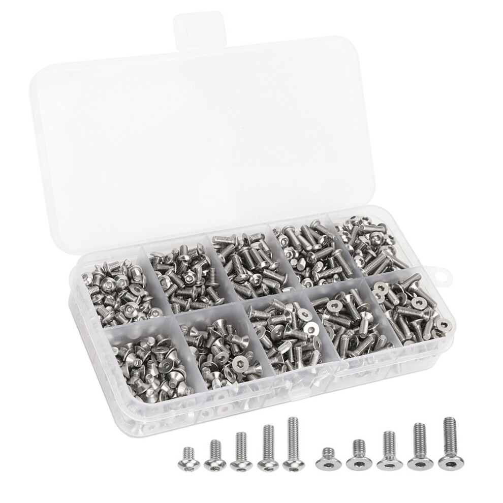 Anti Rust Stainless Steel Screws Corrosion Resistant Durable Fasteners Metric M3screws Adjustable Fastening Countersunk Flat Head Easy To Store Wide 9370362701787