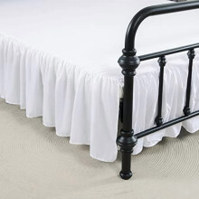 Bed Skirt King Size Ruffled Bed Skirts with Split Corners,14 Inch Drop Dust Ruffle Bed Skirt with Platform, White