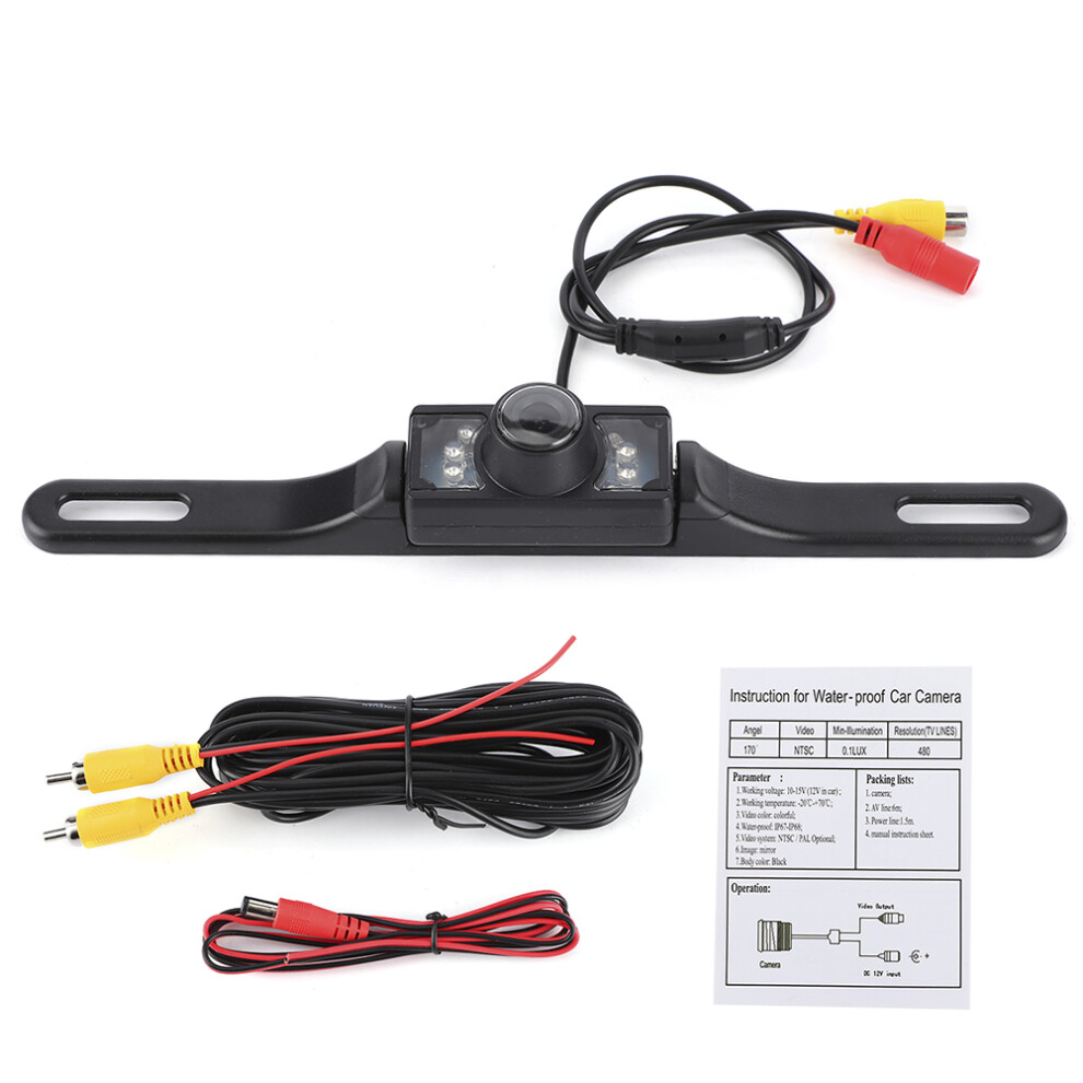 Parking Assist Kit With Clear Viewing Hd Resolution License Plate Mount Backup Camera Adjustable Lens Universal Vehicle Rear View Infrared Night 9191629401819