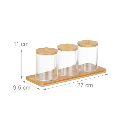 Badezimmer-Organizer-Set mit Bambustablett und Deckeln 2
