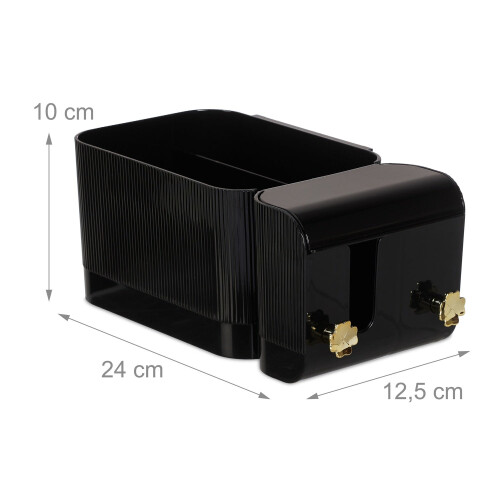 Black Adhesive Bathroom Cosmetics Organiser, 4 Compartments 2