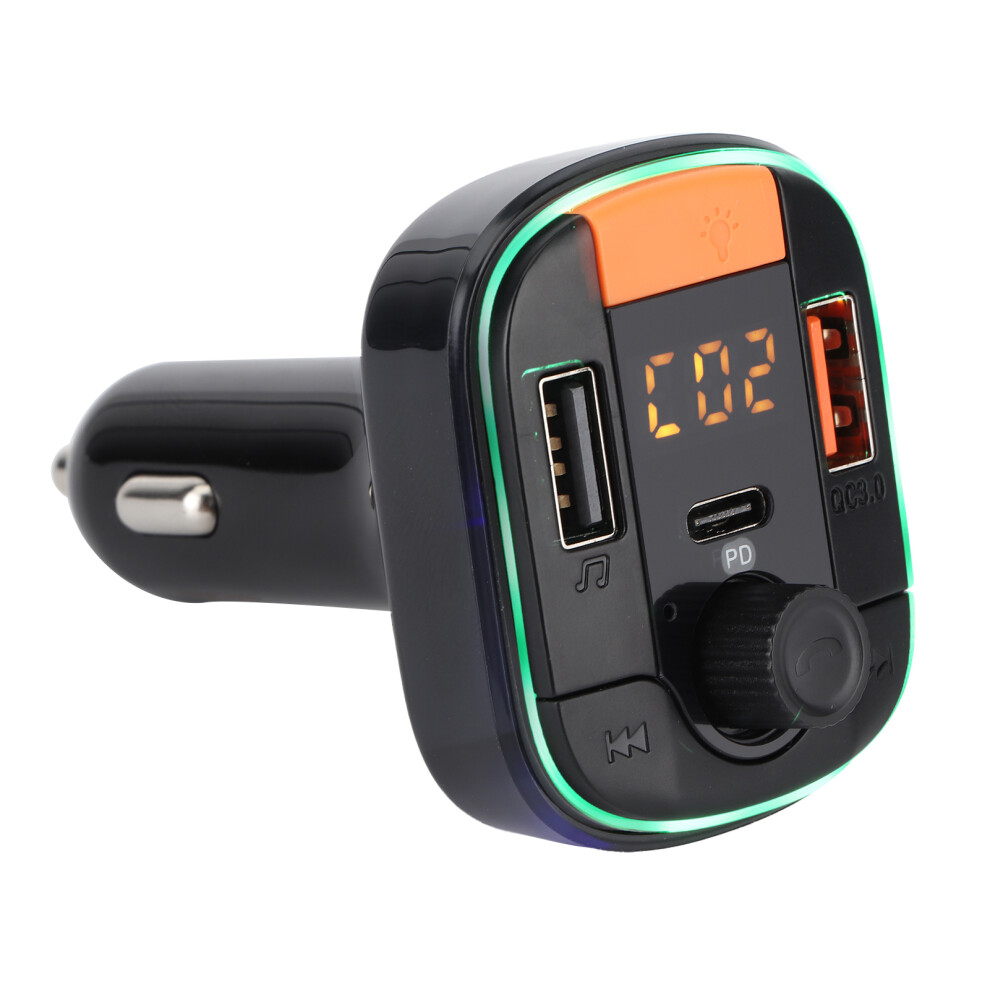 Bluetooth Fm Transmitter Radio Receiver With Wireless Handsfree Call, Qc3.0car Charger And Hi-Fi Sound Playback, Folder Switching And Power Off 9557311471803