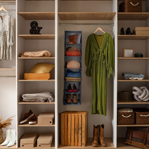 Hanging Closet Organizer, 6 Compartments, Foldable 1